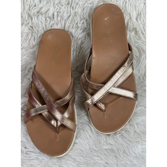 Vionic Sandals Womens Size 7M Rose Gold Thong Flip Flop Orthotic Arch Support - Picture 1 of 9